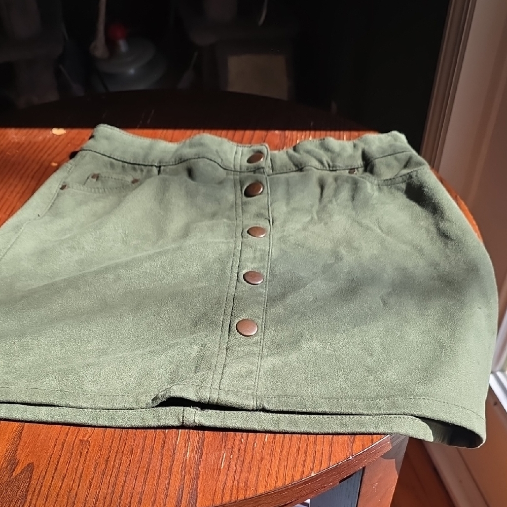 Wonder Nation Green Mini Skirt with Button Front